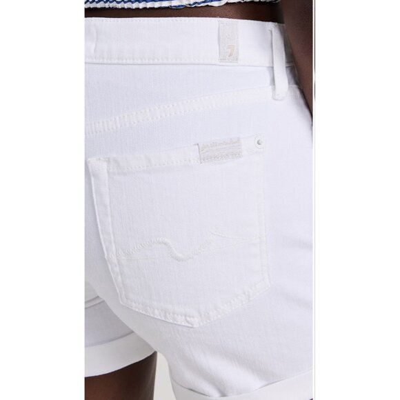 7 FOR ALL MANKIND~  Womens White Mid Roll Shorts Cotton/Spandex Blend Size 31 - Picture 11 of 11